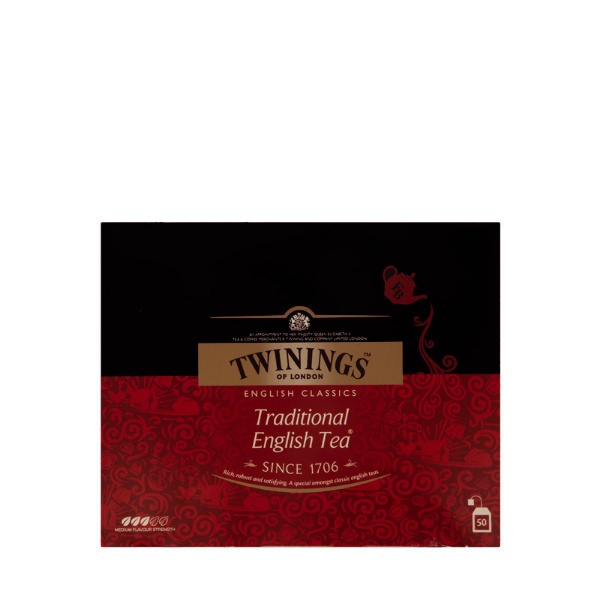 چای سیاه سنتی انگلیسی کیسه ای توینینگز 50 عددی