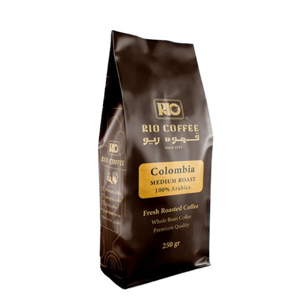 دانه قهوه 100% عربیکا با رست متوسط، غلظت متوسط و عطر بسیار قوی مدل کلمبیا قهوه ریو 250 گرم 