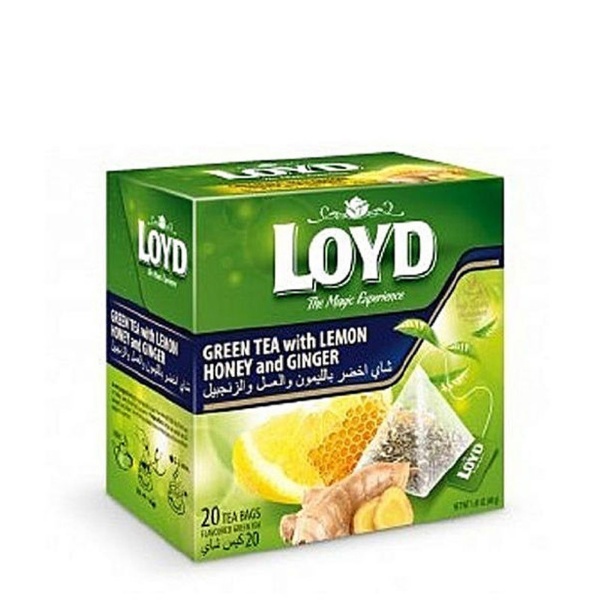 چای سبز با طعم لیمو،عسل و زنجبیل لوید 20 عددی