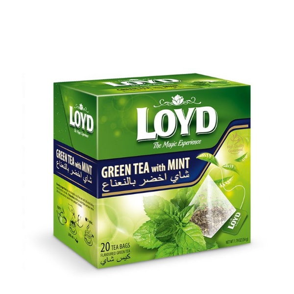 چای سبز کیسه ای با طعم نعنا لوید 20 عددی