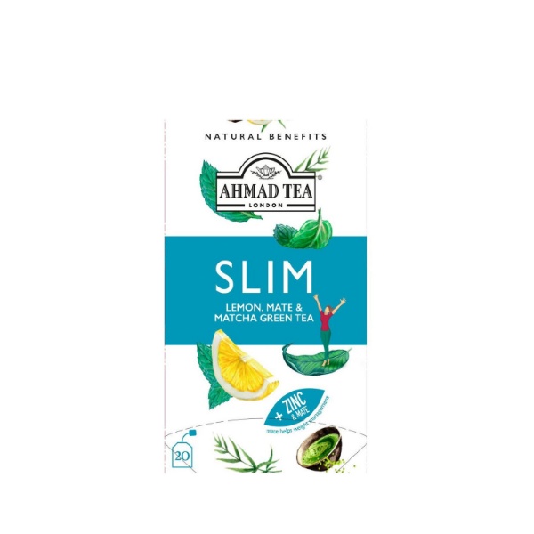 Ahmad Tea Slim Tea With Lemon Mate And Matcha Green Tea Zinc And Mate 20pcs Hiland Beauty 4289