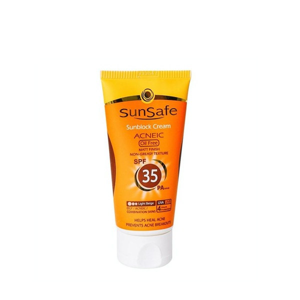کرم ضدآفتاب SPF35 فاقد چربی مناسب برای پوست های چرب  بژروشن سان سیف 50میل