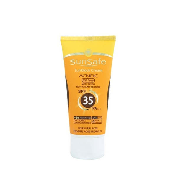 کرم ضد آفتاب SPF35 فاقد چربی بژ متوسط سان سیف 50میل