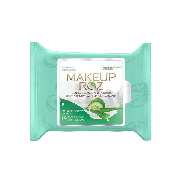 دستمال مرطوب آرایش پاک کن با عصاره خیار و آلوئه ورا مناسب پوست های حساس میکاپ رز 2+25 عدد
