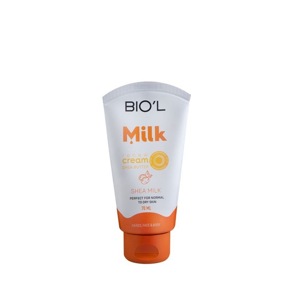 کرم تیوپی سری شیر Shea milk حاوی ویتامین B5 بیول مناسب برای پوستهای معمولی و خشک 70میل