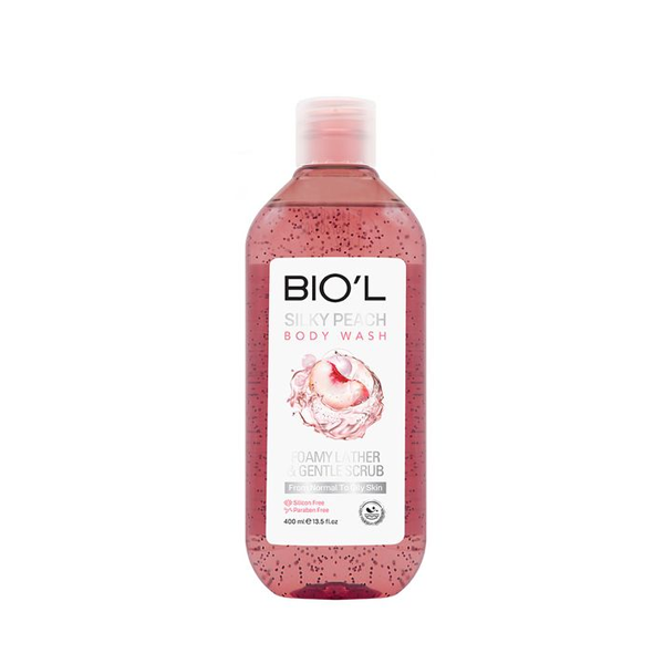 شامپو بدن ژلی سیلکی پیچ حاوی اسکراب بیول 400 میل