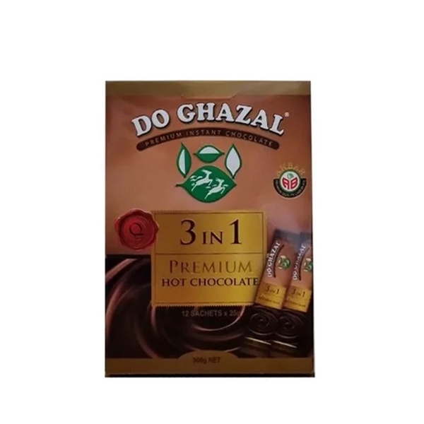 هات چاکلت 3 در 1 فوری ممتاز 12 عدد دو غزال 300گرم