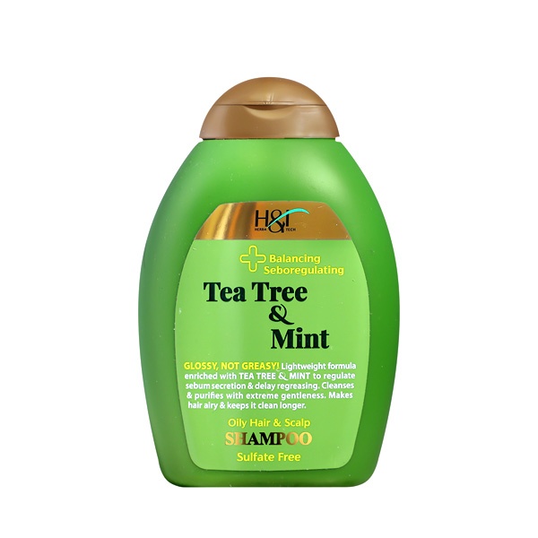 شامپو موی چرب حاوی عصاره درخت چای و نعنا هرباتک 385 میل