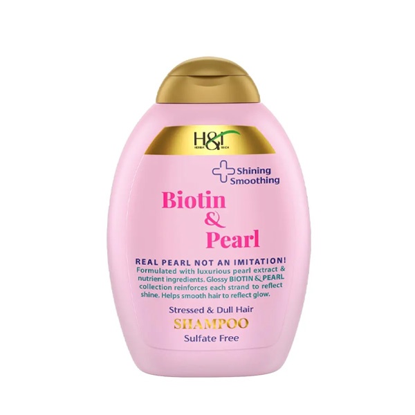 شامپو درخشان کننده حاوی بیوتین و مروارید مناسب هرباتک 385 میل