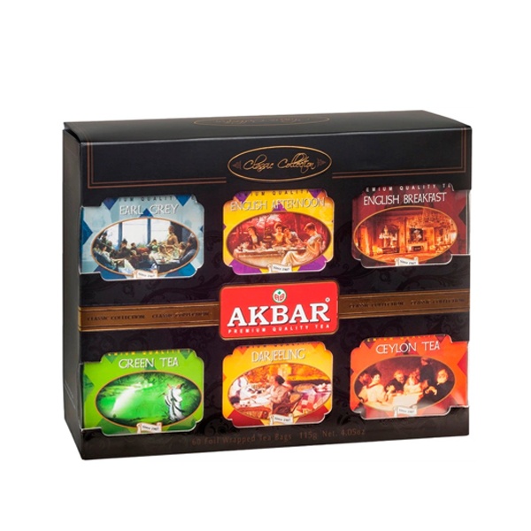 چای اکبر کیسه ای میکس کادویی کلاسیک 60عدد