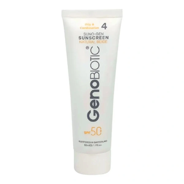 ضد آفتاب رنگ 4 طبیعی پوست چرب SPF50 ژنوبایوتیک 50میل
